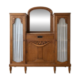 Art Deco sideboard in solid wood with central mirror.