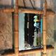 Lot of 4 antique mirrors with bamboo encadrment