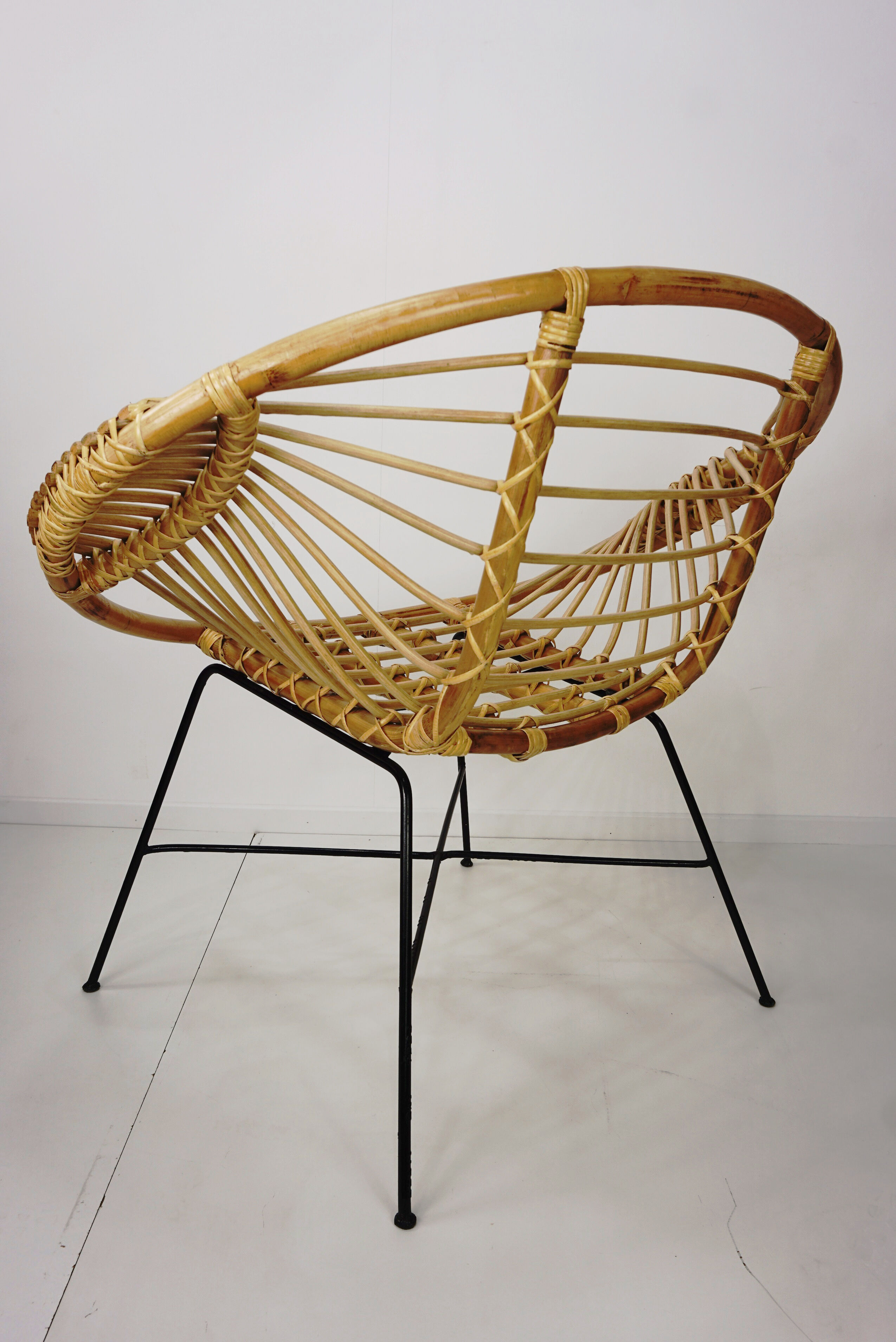 Rattan and metal chair