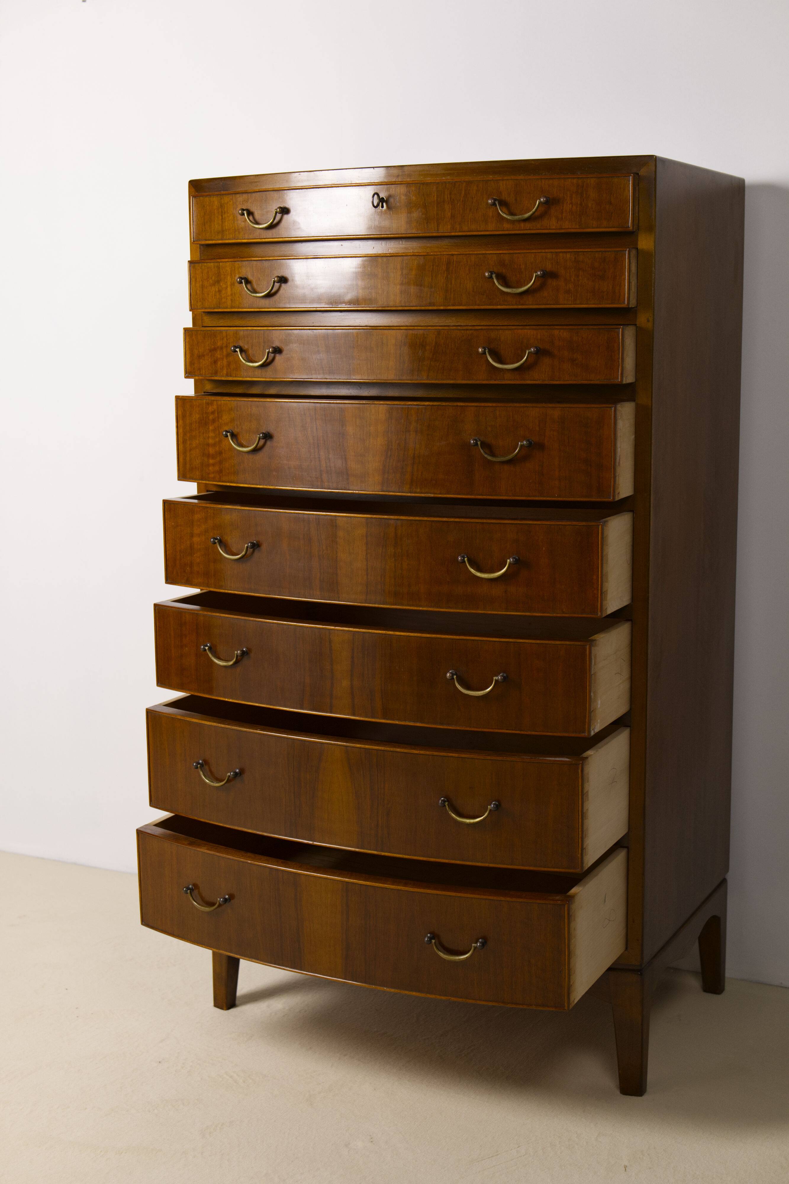 Large Nutwood Chest of Drawers by Ole Wanscher, 1940's