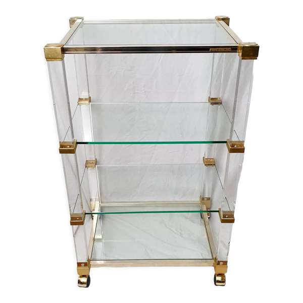 Étagère roulante verre et plexiglas Pierre Vandel