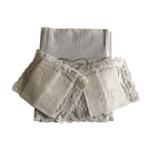 Sheet and pillowcases embroidered linen Richelieu old Castle