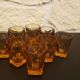 Set of 9 vintage pink glasses with square base