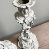 Pair of patinated candlesticks