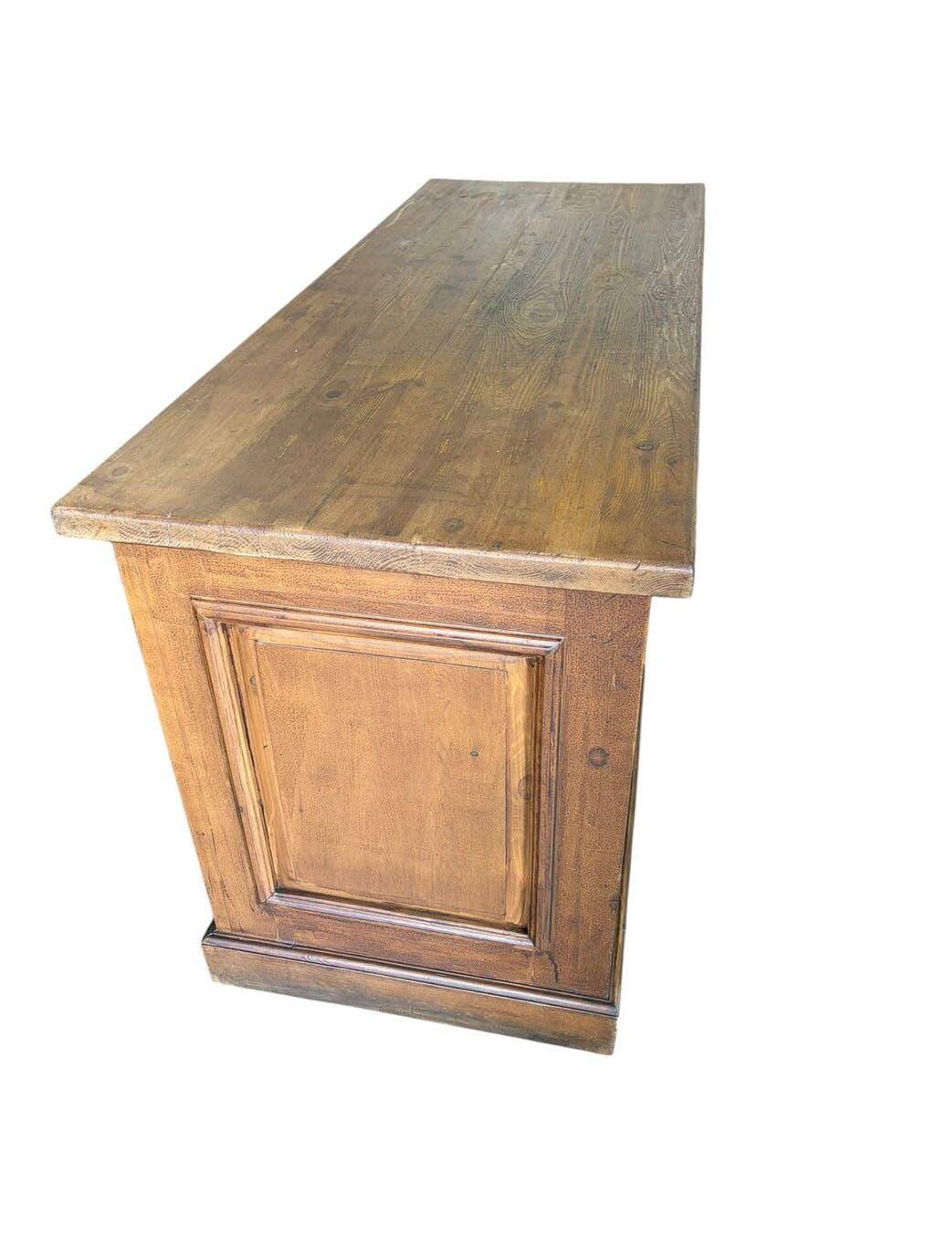 Comptoir de magasin, îlot de cuisine vintage en bois