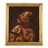 Peinture religieuse à l'huile sur toile de Saint Barthélemy du XVIIe siècle