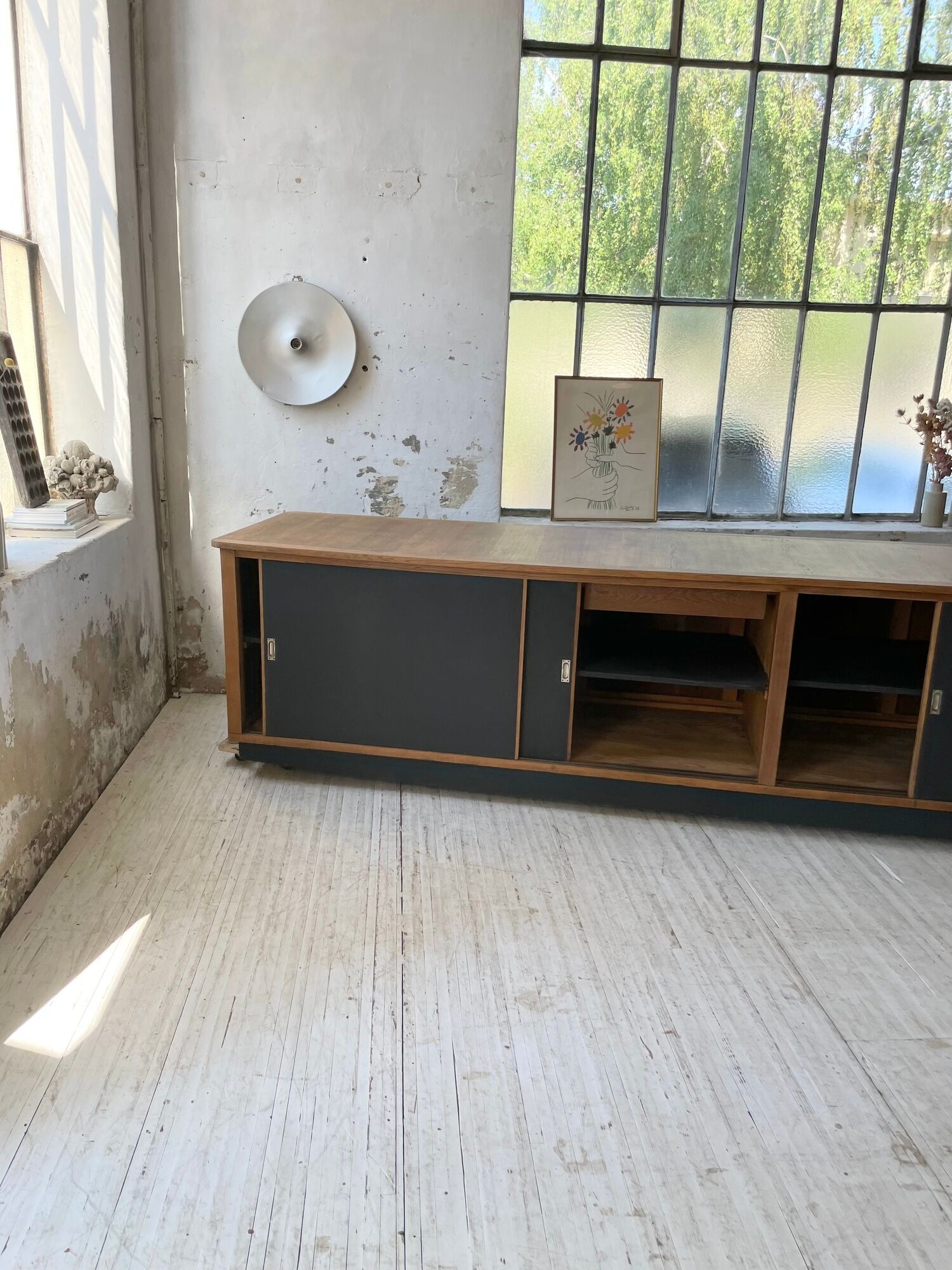 Two-sided counter sliding doors oak XXL 4m enfilade