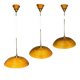 Set of 3 midcentury rattan bamboo pencil reed hanging pendants, Italy 1970s
