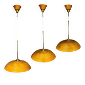 Ensemble de 3 suspensions en rotin bambou en forme de crayon, Italie années 1970