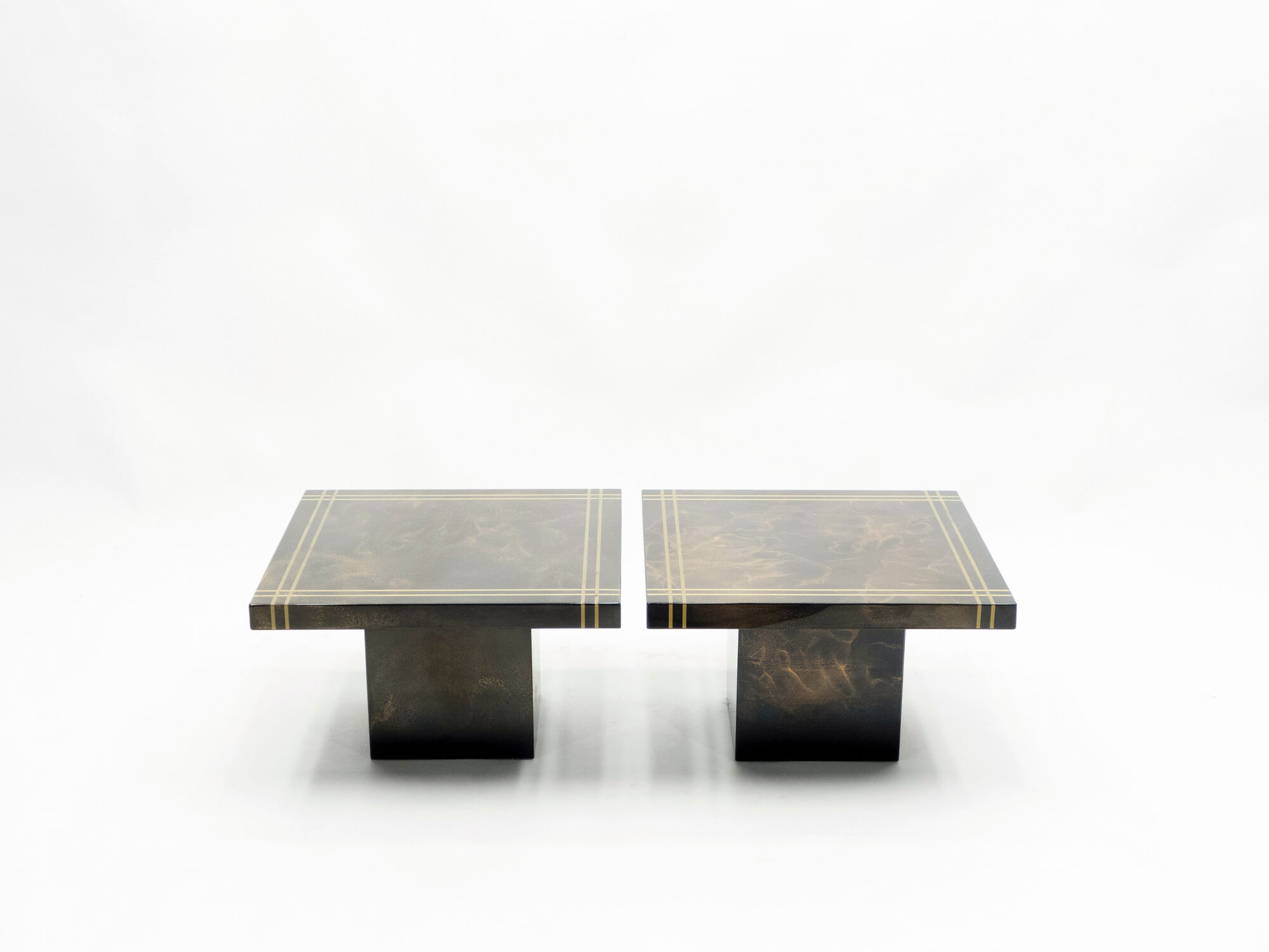Pair Guy Lefevre Brass Laqué Sofa Tips for Roset Line 1970