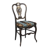 Chaise ancienne française Napoléon III incrustée de nacre