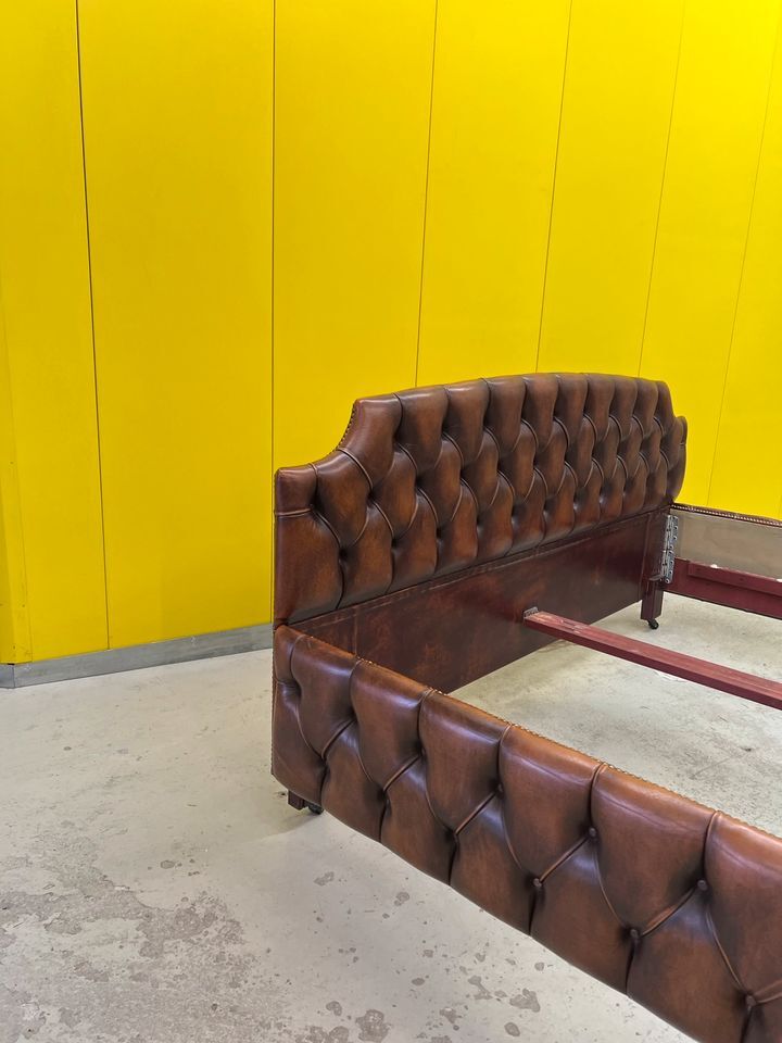 1980's Chesterfield Brown leather Bed.