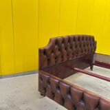 1980's Chesterfield Brown leather Bed.