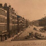 Engraving from optical view The main street and the Church of Sainte Marie Londres