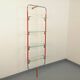 Modular bookshelf in vintage Bauhaus style, red metal, chrome.