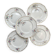 5 Assiettes plates vintage en porcelaine Longchamp Chantilly - Motif oiseau