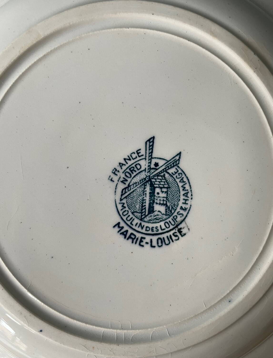 Series of 8 Marie-Louise soup plates, Moulin des Loups and Hamage