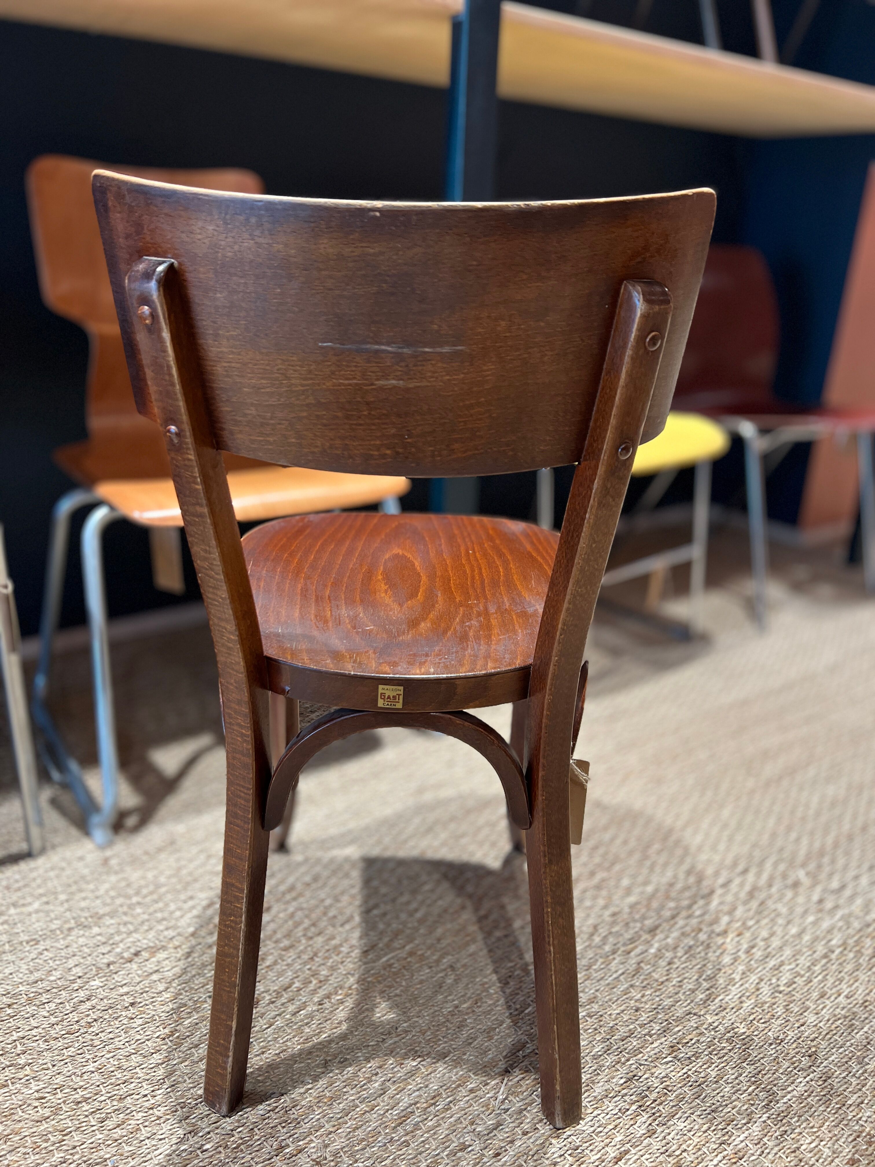 Set of 6 baumann bistro chairs classic years 50 bois fonce