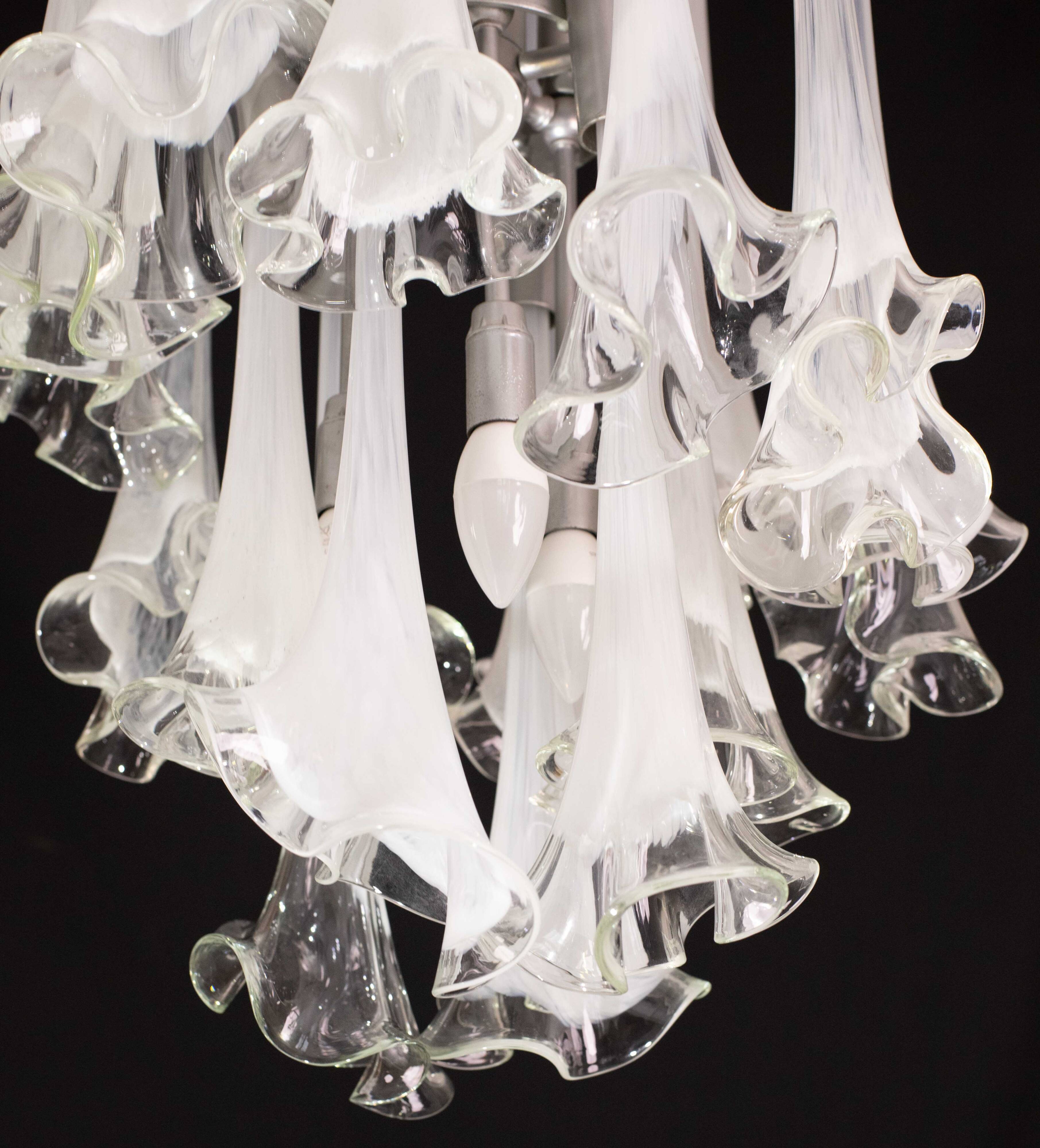 Lustre blanc en verre de Murano « Calle » de Venini, 1970