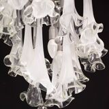 Great Design Murano Glass White Chandelier “Calle” by Venini, 1970