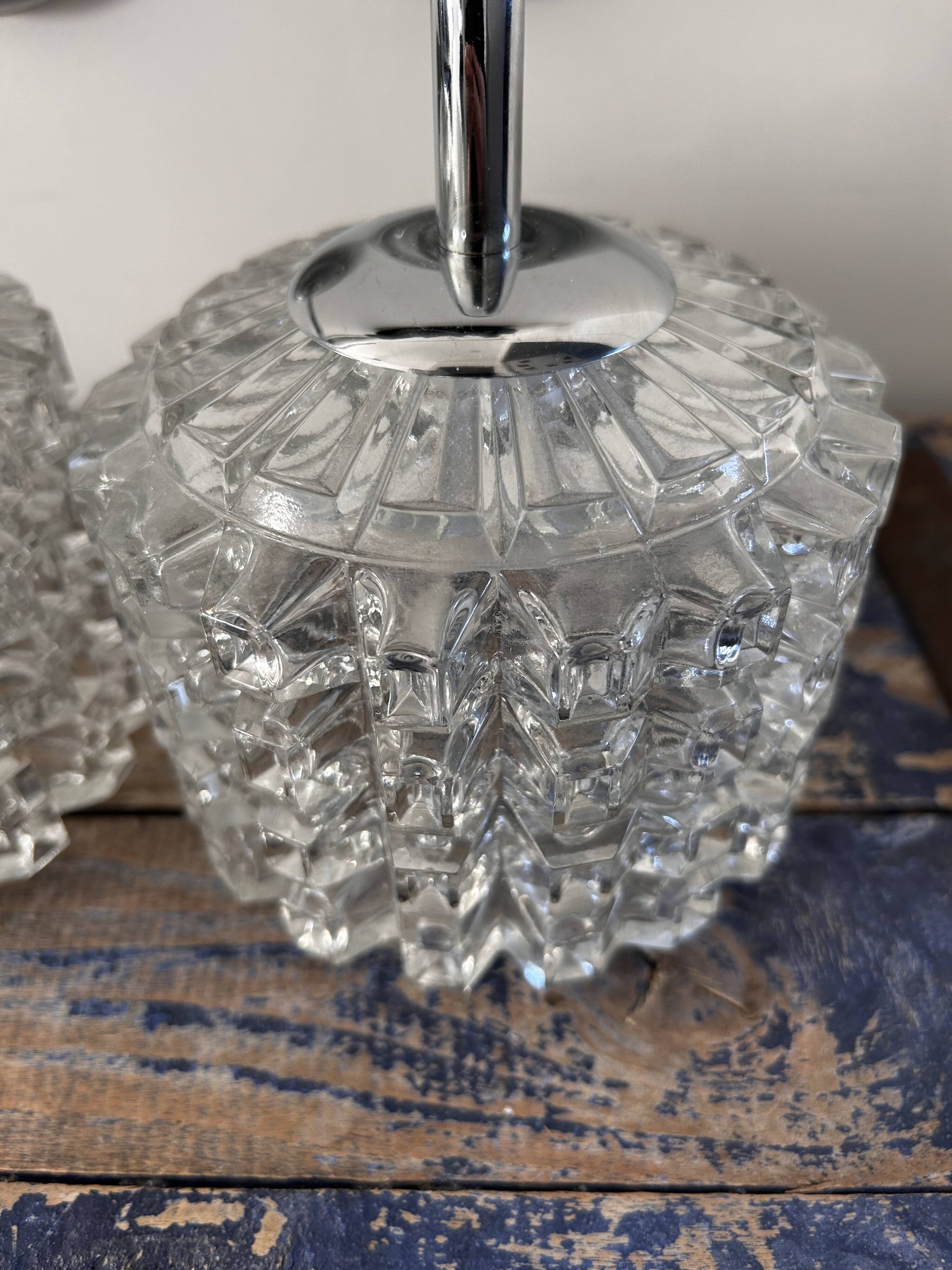 Pair of chrome wall lights