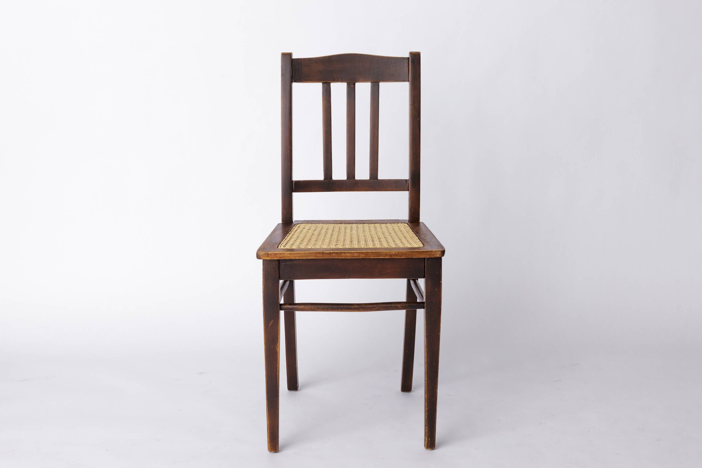 Antique Beech Wood Chair – 1940s German Desk or Dining Chair with New Cane