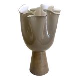 Lampe de table contemporaine en verre de style Murano beige laiteux