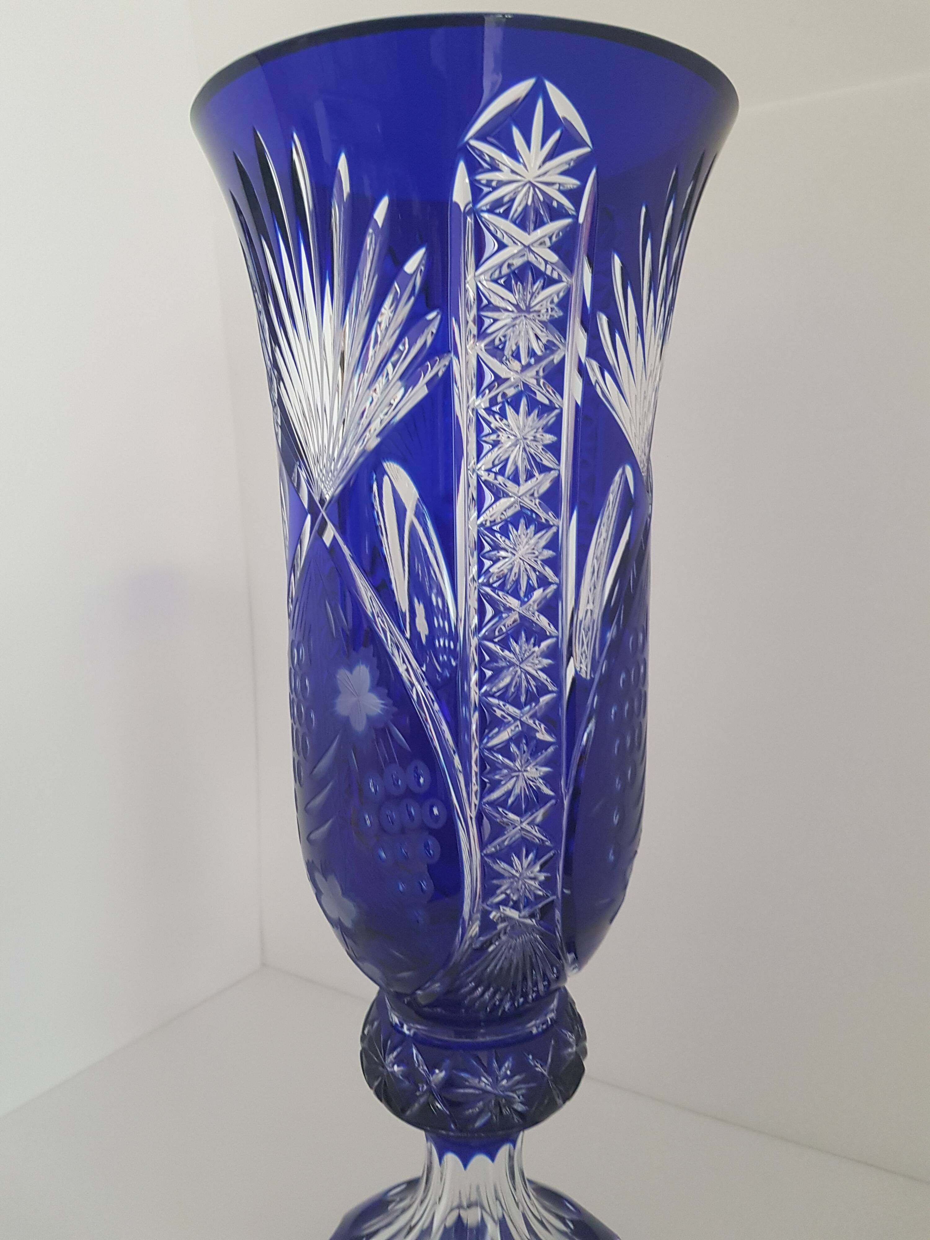 Vase bleu cristallery of lorraine - large model