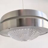 Vintage RAAK hanging lamp B-1044, aluminium and glass shade