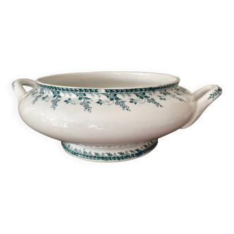 base of tureen in opaque porcelain from Gien (iron earth) model Montigny