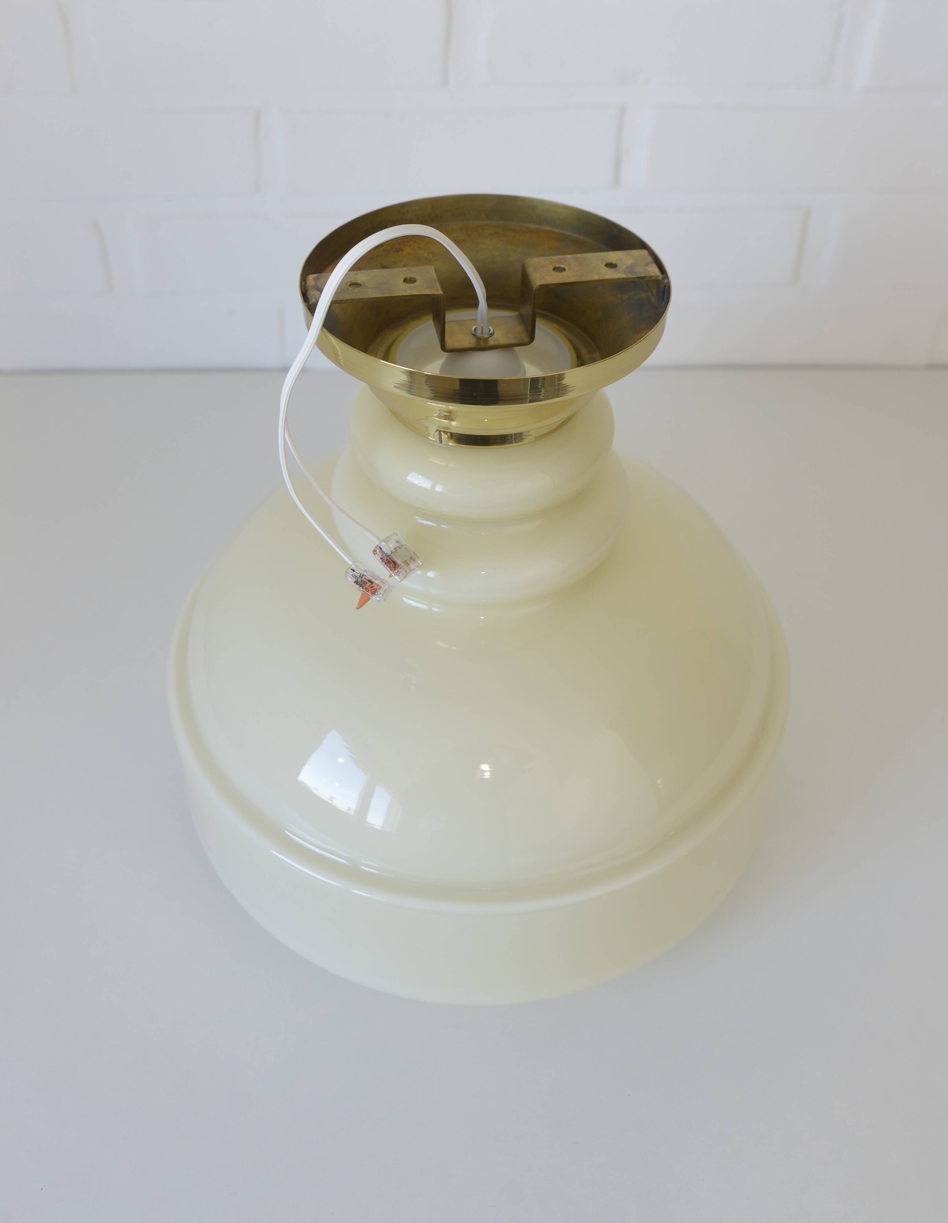 Vintage Ceiling Light Beige Glass Semi Flush Mount Lighting Redesign 1970's