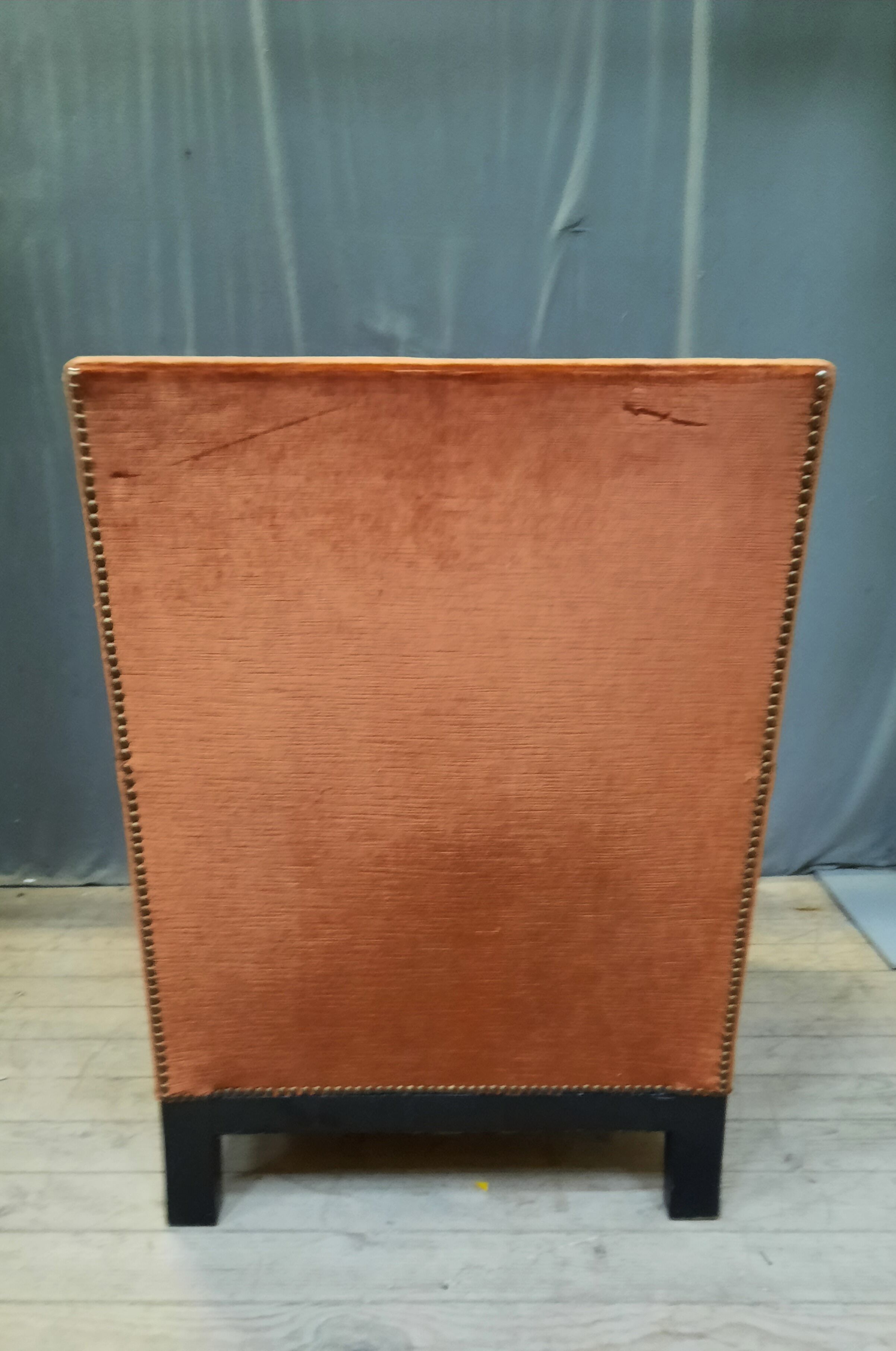 Fauteuil club bois et velour