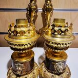 Pair of wall lamps gilded bronze art deco style louis XIV