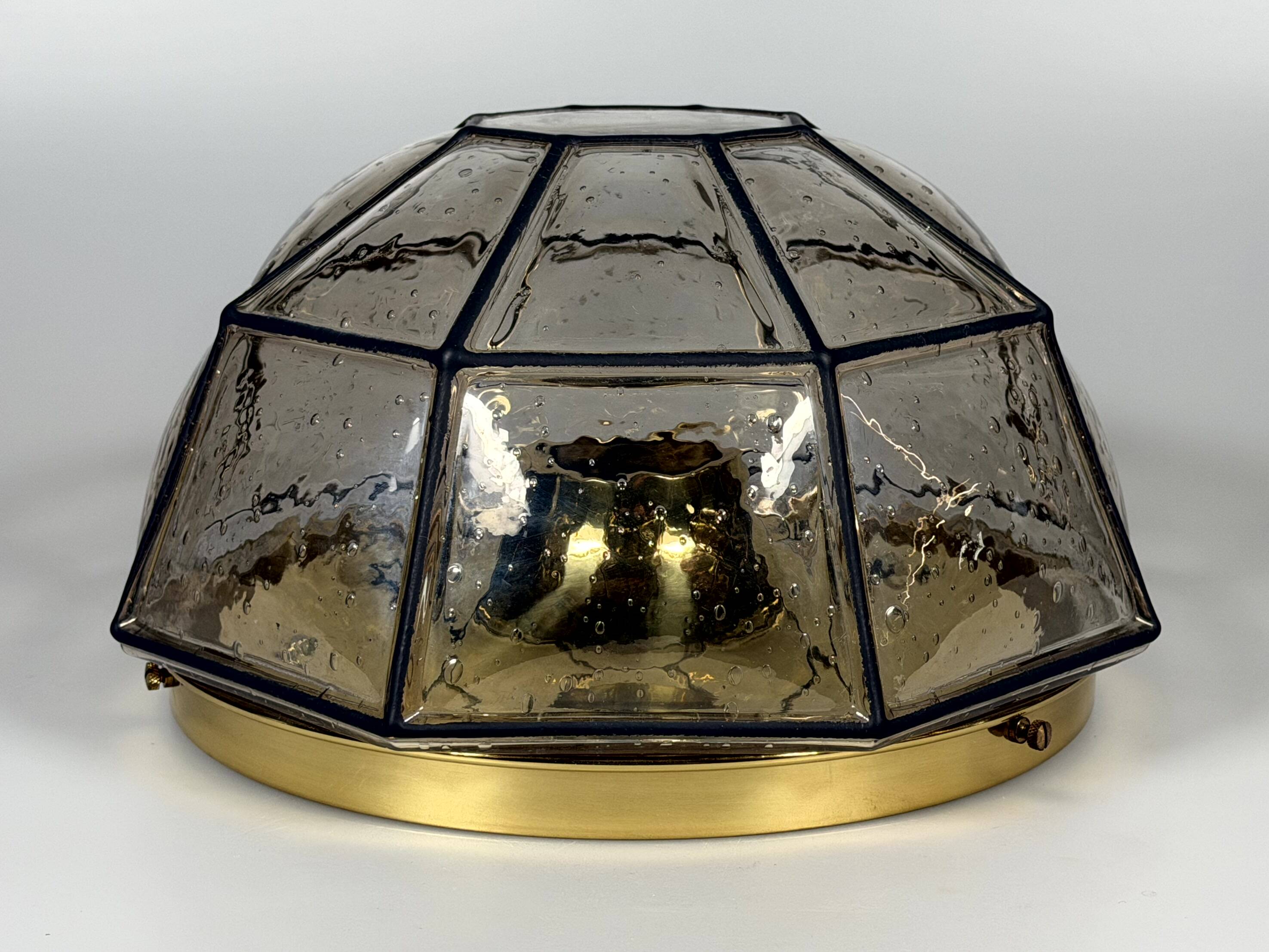 1960s 1970s Ceiling Lamp Flush Mount by Glashütte Limburg Germany