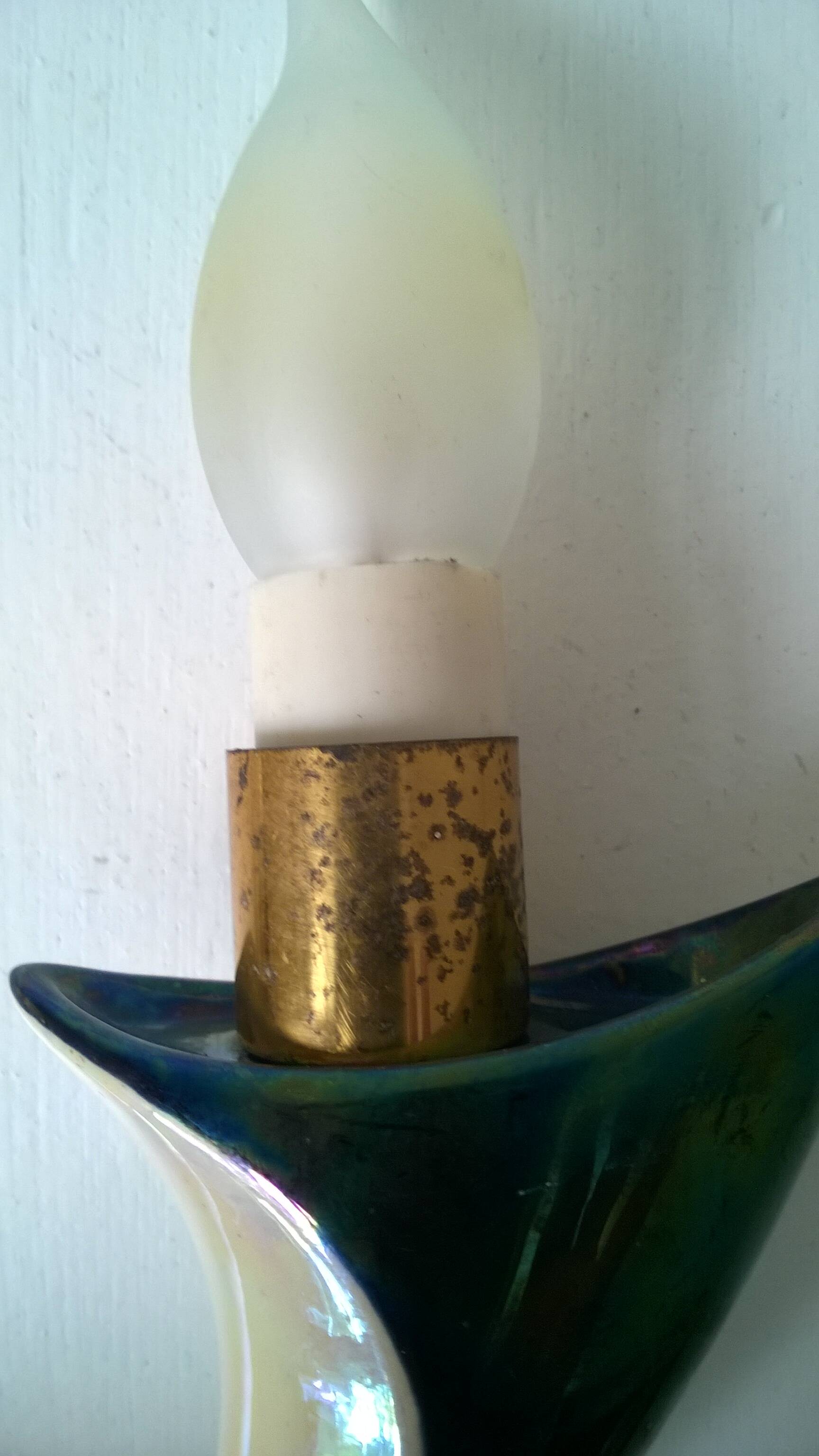 Iridescent ceramic lamp by Verceram France c.1960