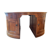 Oval desk in varnished solid wood