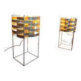Pair of lamps max sauzé – ekilux – vintage design metal brass