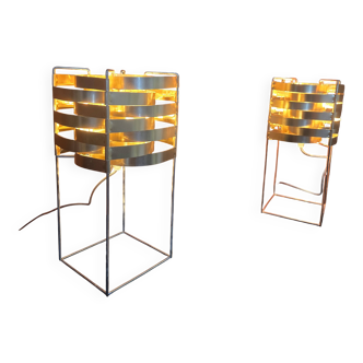 Pair of lamps max sauzé – ekilux – vintage design metal brass