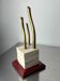 Brutalist bookends or sculpture, travertine wood and bronze, Spain 1970s