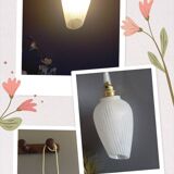 Portable hanging lamp 1970/80 white granite glass