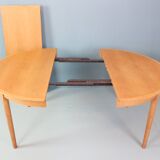 Danish Oak Round Extendable Dining Table By Rosengaarden 1960 Denmark