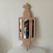 Miroir triptyque Art déco Ananas en bois sculpté