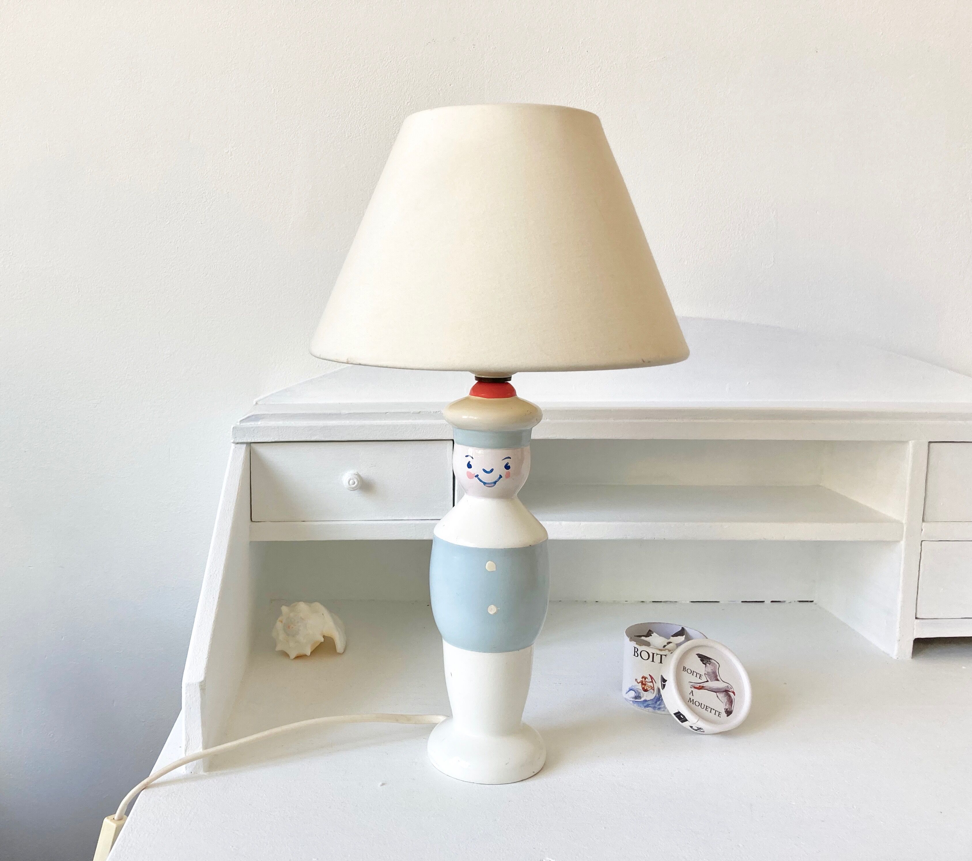 Lampe marin pied en bois