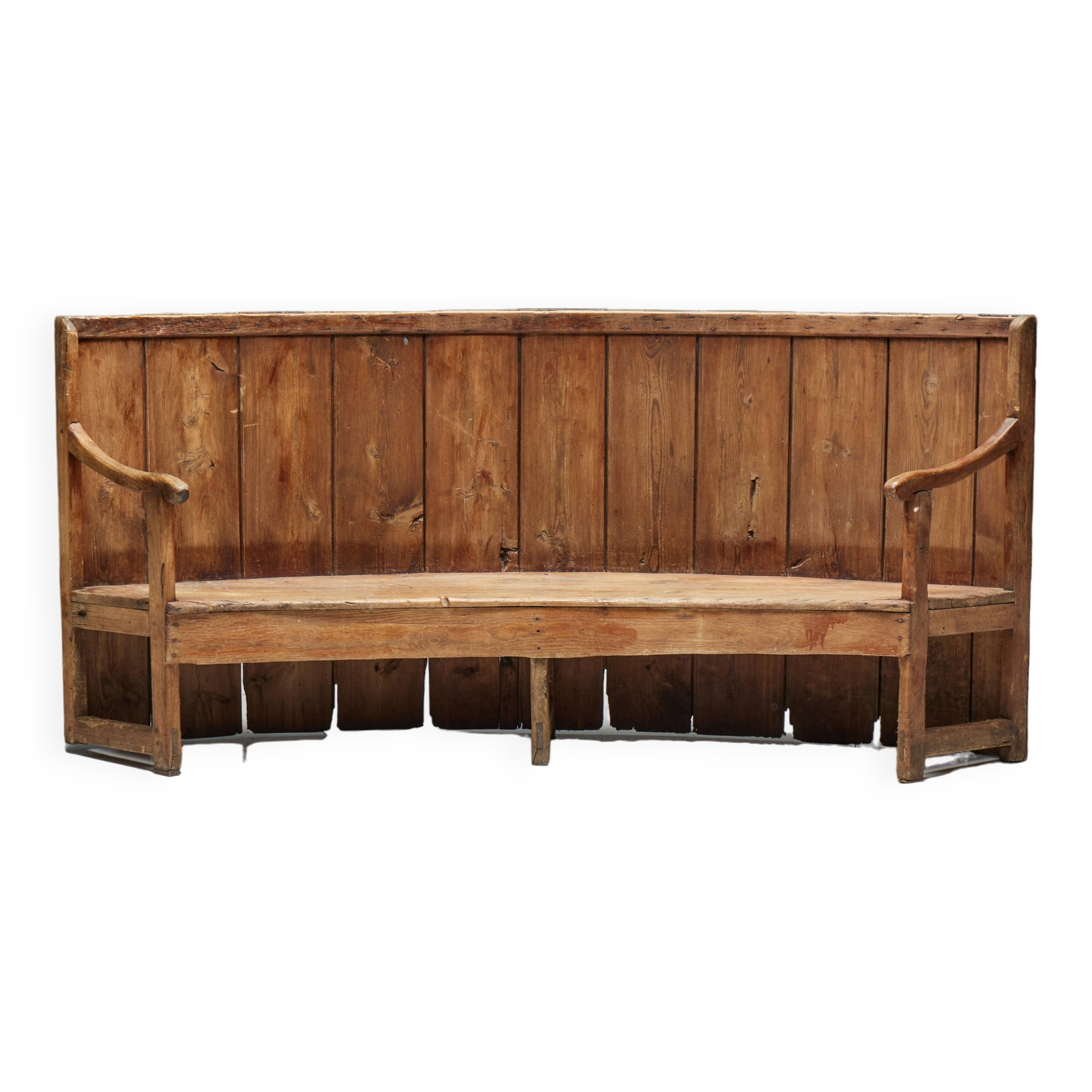 Rustic High-Back Tavern Settle, England, 18th Century