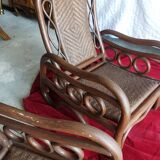 Pair of rattan chairs and caning 70s