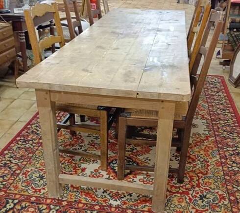 Large 19th Century Farm Table - Solid Wood - 240 cm