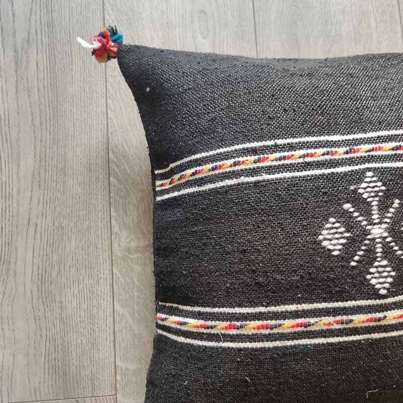 Berber-pom cushion in cotton pompom