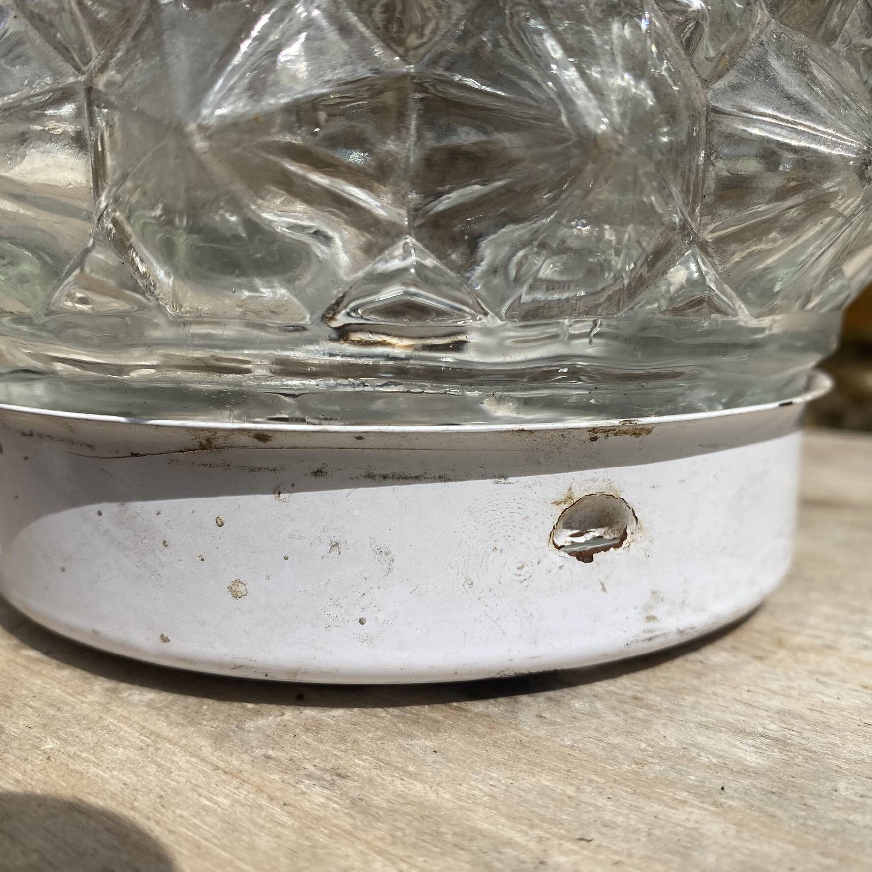 Mini ceiling light in moulded glass, 1970s.