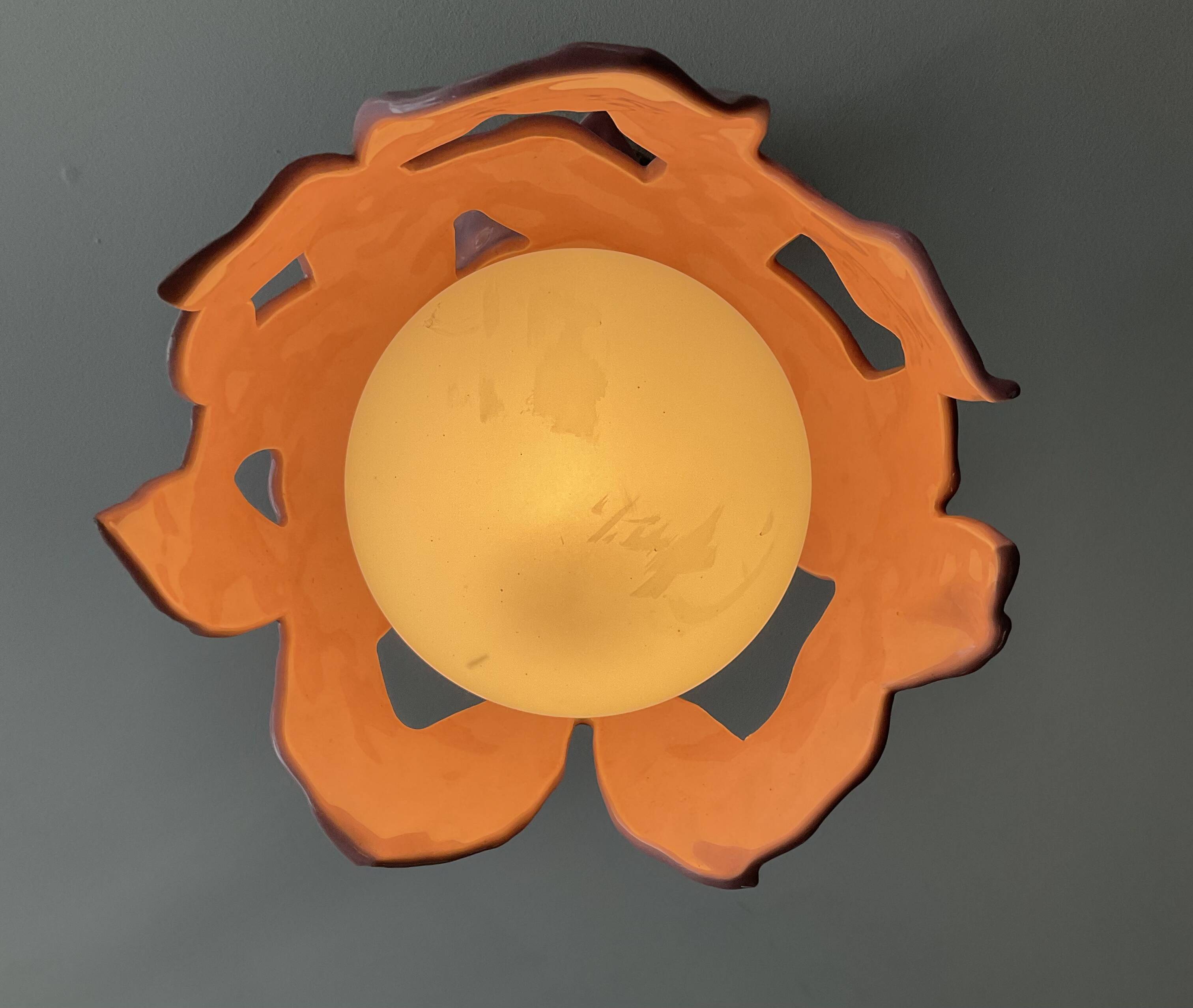 Vintage ceramic enamel flower pendant