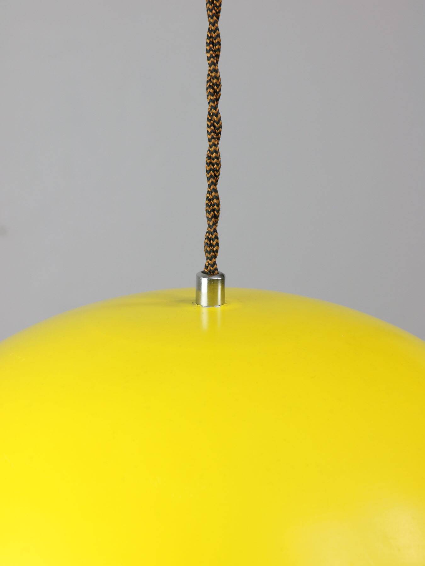 Space-age italian yellow and chrome metal pendant lamp, 1970s